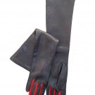 Long leather gloves, opera gloves, super soft 100% silk lining, dress gloves, 7 inches M