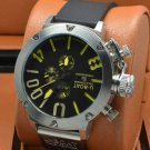 Men Watch U1001 Chronograph 50mm Stainless Steel Case Black Yellow Dial Color