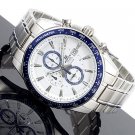 Casio Edifice EF-547D-7A2V Chronograph Stainless Steel Dial Color White  bezel blue