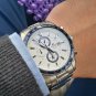 Casio Edifice EF-547D-7A2V Chronograph Stainless Steel Dial Color White  bezel blue