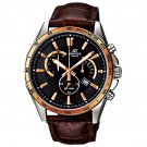 Men Watch Casio Edifice EFR-510L-5AV Chronograph Stainless Steel Leather Strap