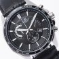 Men Watch Casio Edifice EFR-510L-1AV Chronograph Stainless Steel Leather Strap Dial Black