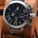 Men Watch U-Boat 1001 Silver Bezel Stainless Steel Case Leather Strap