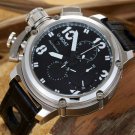 Men Watch U-BOAT Chronograph Silver Bezel Stainless Steel Case Leather Strap