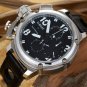 Men Watch U-BOAT Chronograph Silver Bezel Stainless Steel Case Leather Strap