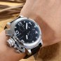 Men Watch U-BOAT Chronograph Silver Bezel Stainless Steel Case Leather Strap