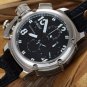 Men Watch U-BOAT Chronograph Silver Bezel Stainless Steel Case Leather Strap