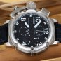 Men Watch U-BOAT Chronograph Silver Bezel Stainless Steel Case Leather Strap