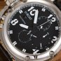 Men Watch U-BOAT Chronograph Silver Bezel Stainless Steel Case Leather Strap