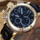 Men Watch U-Boat Chronograph Gold Tone Bezel Stainless Steel Case Leather Strap