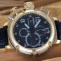 Men Watch U-Boat Chronograph Gold Tone Bezel Stainless Steel Case Leather Strap