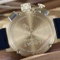 Men Watch U-Boat Chronograph Gold Tone Bezel Stainless Steel Case Leather Strap