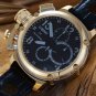 Men Watch U-Boat Chronograph Gold Tone Bezel Stainless Steel Case Leather Strap