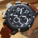 Men Watch U-BOAT Chronograph Stainless Steel Case 50mm Brown Leather Strap