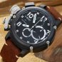 Men Watch U-BOAT Chronograph Stainless Steel Case 50mm Brown Leather Strap