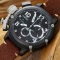 Men Watch U-BOAT Chronograph Stainless Steel Case 50mm Brown Leather Strap