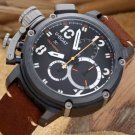 Men Watch U-BOAT Italo Fontana Size 50mm Chronograph Leather Strap Case Stainless Steel