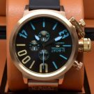 Men Watch U-Boat 1001 Chronograph Rubber Strap Black Blue Color 20mm