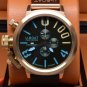 Men Watch U-Boat 1001 Chronograph Rubber Strap Black Blue Color 20mm