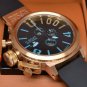 Men Watch U-Boat 1001 Chronograph Rubber Strap Black Blue Color 20mm