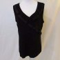 Chico's Travelers Sleeveless Shirt Top Women's 2 (L) Black Ruffled V Neck