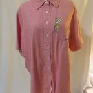Disney Tinkerbell Shirt Women's size 18w/20w/ Button Down Short Sleeve Red/White