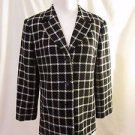 Talbots Petite Coat Jacket Women's Size 10 Wool Black & White Plaid Design Lined
