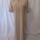 Talbots Maxi Shirt Dress Women's Petites 4  Button Down Color Tan Vintage