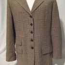 Ann Taylors Blazer Women's Size 12 Brown Plaid Check Button Front Jacket
