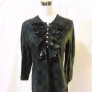 Lauren Ralph Lauren Petite Tartan Plain Shirt Ruffle Front Women's Size PL