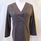 Chico's Top Shirt Women's 1 (Medium) Gray Animal Print 3/4 Sleeves V-Neck