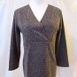 Chico's Top Shirt Women's 1 (Medium) Gray Animal Print 3/4 Sleeves V-Neck