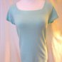 Talbots Shirt Top Women's Petite Square Neck Line Short Sleeve Light Mint Green
