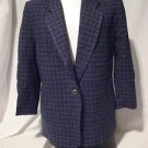 Pendleton Wool Petite Blazer Women's Large Plaid Green Purple Blue 100% Wool