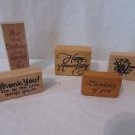 Mixed Lot Of 5 Rubber Stamps Mounted Sentiment Occasional Stamps