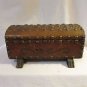 Vintage Leather Covered Wood Studded Treasure Chest Made In Spain