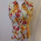 Talbots Petites Sleeveless Blouse Shirt Women's Small Floral Button Front