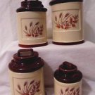 Vintage Canister Set Milk Jugs 4 Piece Ceramic Wheat Design 1960's Country