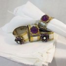 Handmade Vtg 4 Jewelry Napkin Rings Jewelry Mounted on Repurposed Rings