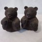 Vintage Resin Bear Salt And Pepper Shakers Brown Bears