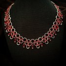 Handmade Chainmaille Designer statement  Necklace Sparkling Red