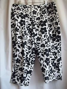 First Issue Liz Claiborne Capri Pants White and Black Size 16 100% Cotton