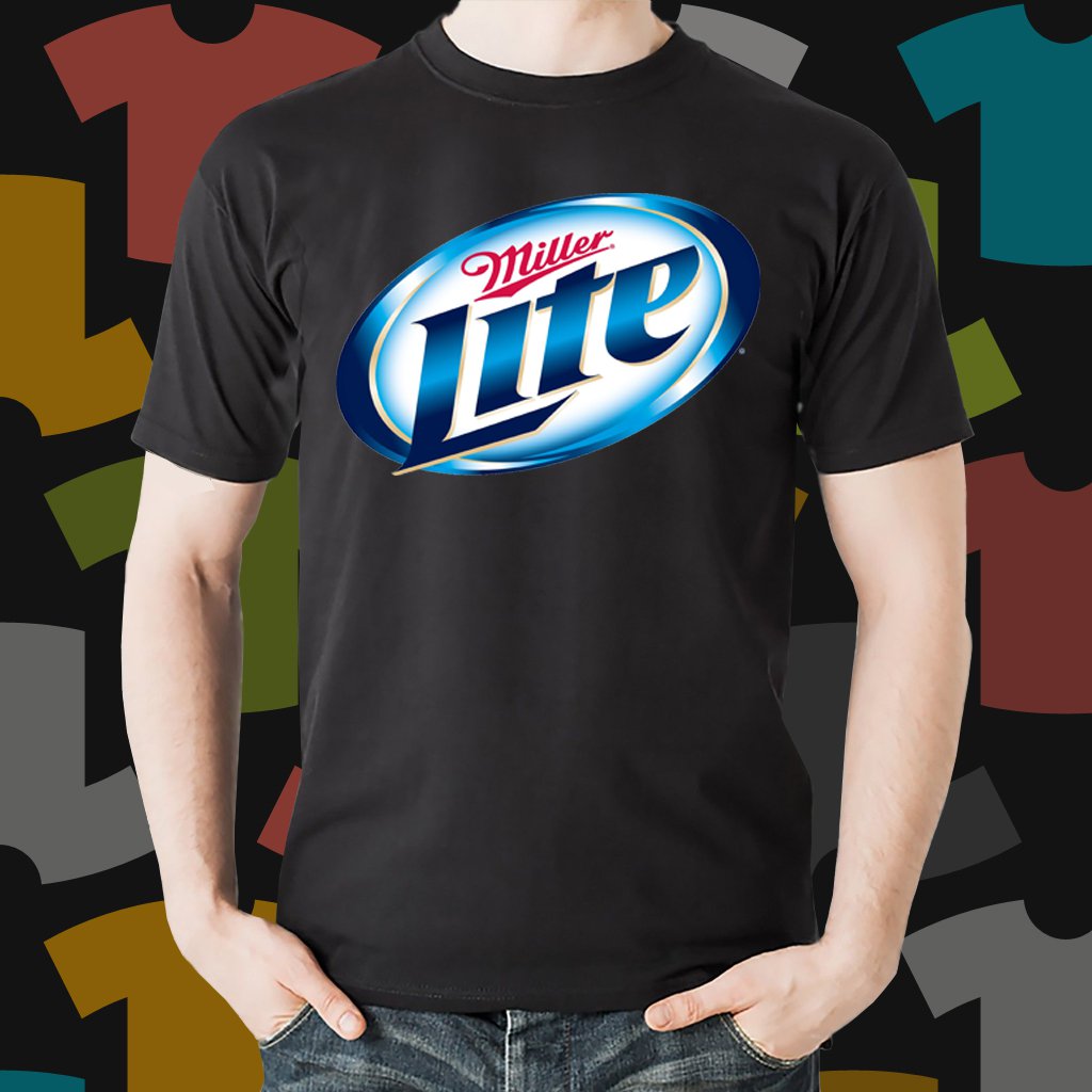 New Miller Lite Beer Promo Brewery Black TShirt Tee Size S 3XL