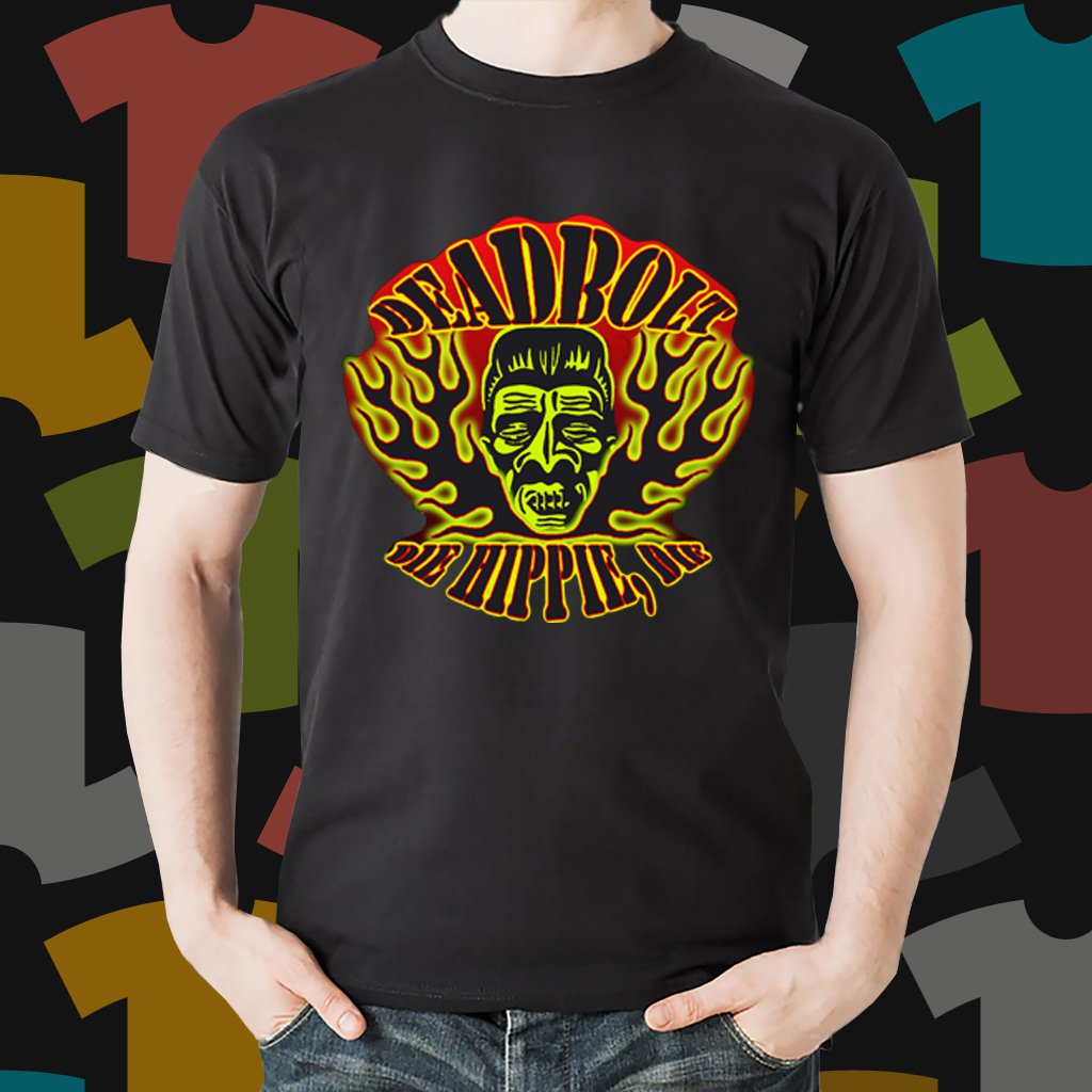 New Deadbolt Rock Band Logo Black TShirt Tee Size S 3XL