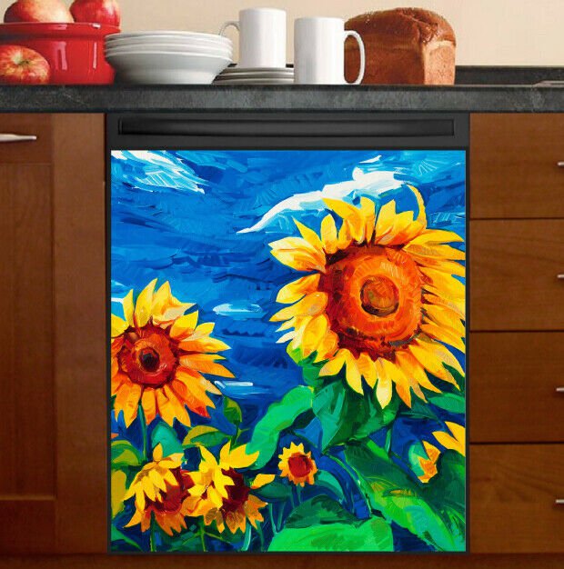 Kitchen Dishwasher Beautiful Bright Sunflowers