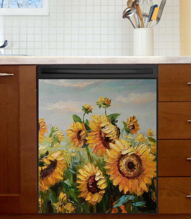 Kitchen Dishwasher Magnet - Beautiful Summer Sunflowers