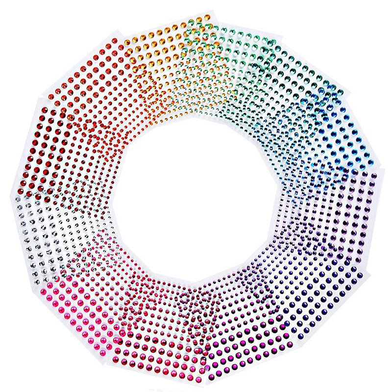 3 Size 12 Sheets Multicolor Self-Adhesive Rhinestone Sticker Sheet