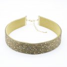 Punk Short Collar Velvet Choker Full Crystal Necklace Bohemia Rhinestone Necklace in Gold