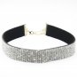 Punk Short Collar Velvet Choker Full Crystal Necklace Bohemia Rhinestone Necklace in Gold