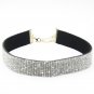 Punk Short Collar Velvet Choker Full Crystal Necklace Bohemia Rhinestone Necklace in Silver